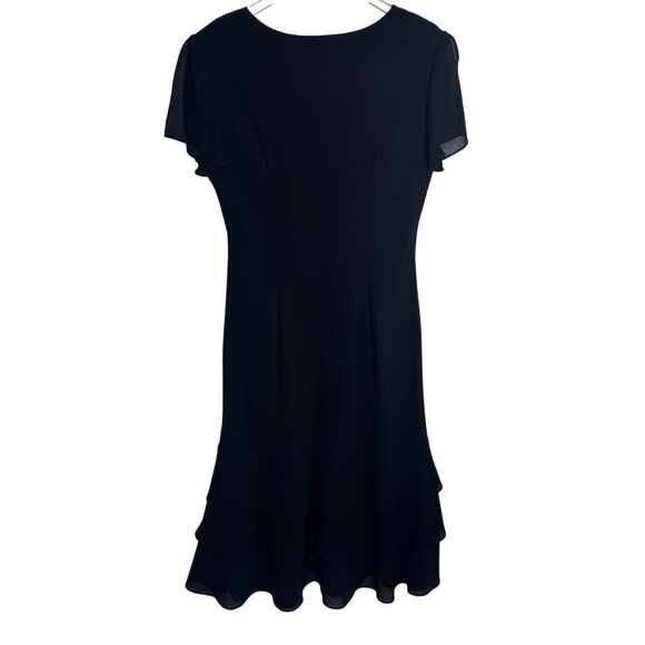 Vintage Fashion Bug Black Tiered Hem Short-Sleeve VNeck Dress Whimsigoth Size 14 - Picture 6 of 8